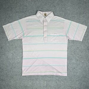 Brooks Brothers Polo Shirt Men's Size Large Pink Striped Sportswear Style USA